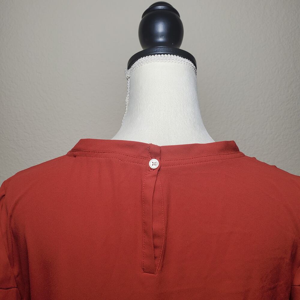 Loft Red Flutter Blouse Small - Picture 5 of 8